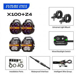 Motorcycle Lights Galaxy 2-pairs - Kit:X100+Z4