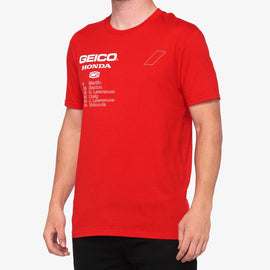 100% OUTLIER T-Shirt GEICO-HONDA-100% Red